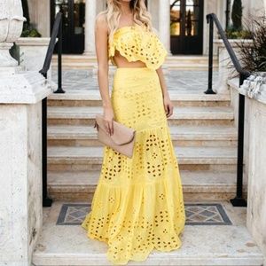 Cotton Eyelet two-piece crop top and maxi skirt